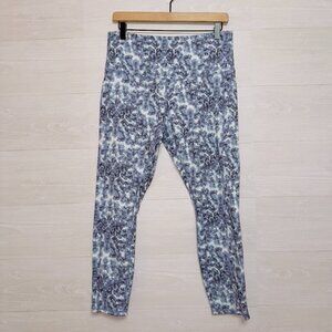 Leg End Active Women's Blue Printed High Rise Ankle Cropped Athletic Leggings XL